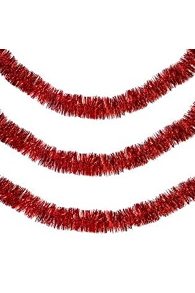 SHOPIENS Beteală de Crăciun roșie metalică 3 m x 7 cm