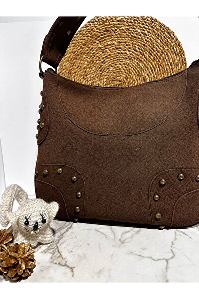 Luzco Taba Rengi Zımba Detaylı Kadın Kol Çantası