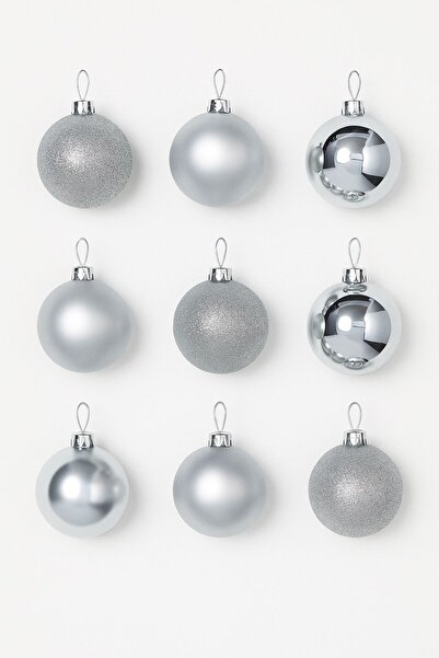 Kesene Noel Çam Ağacı Süsü 12’li Parlak Simli Gümüş Top Süsler Yılbaşı Çam Ağacı Süsleri 4 Cm Ev Ofis Dekor