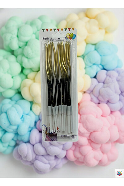 Joyane شمعة متموجة ذهبية سوداء 12 قطعة 16 سم زينة عيد الميلاد