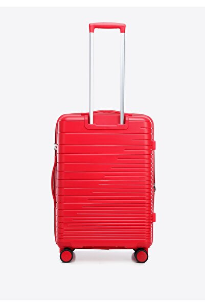 Wittchen Valiză bărbătească medie din polipropilenă cu dungi strălucitoare, polipropilenă roșie