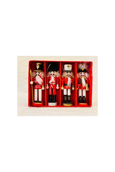 Aca Christmas Decoration - Soldiers, Set of 4 Nutcrackers, Red