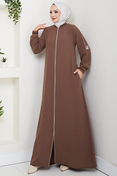 hafsamina Piped Detail Ferace Brown Hm2045