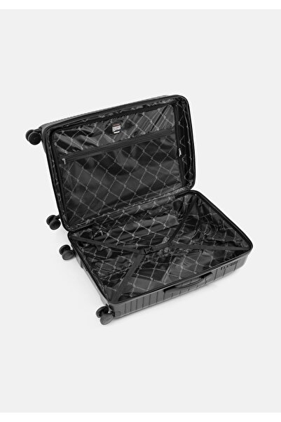 Wittchen Valiză mare bărbătească din polipropilenă cu dungi strălucitoare, neagră, polipropilenă neagră