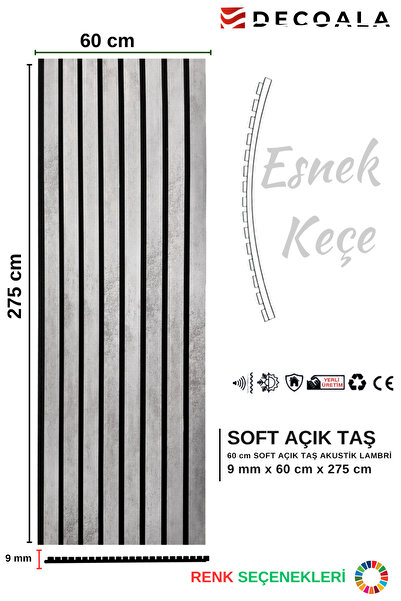 DECOALA MDF Ahşap Loft Akustik Duvar Paneli 60x275 cm