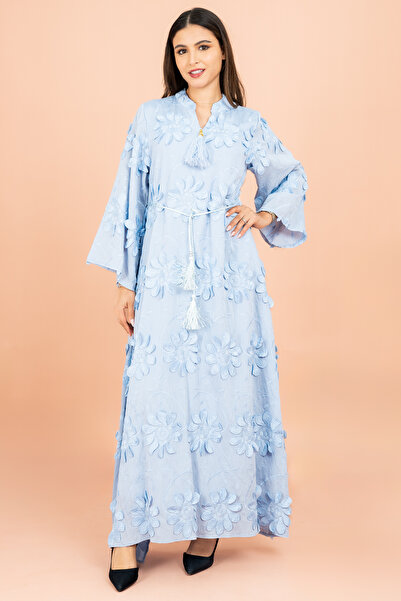 IKKXA جلابية مودرن مندرين كولار زهور ثلاثية الأبعاد