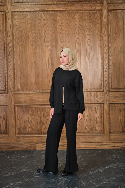 LOCCO Women's Zipper Detail Double Suit Black