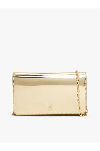 Tommy Hilfiger Th Icon Metallic Chain Cover Women's Gold Wallet Aw0Aw179590Hs