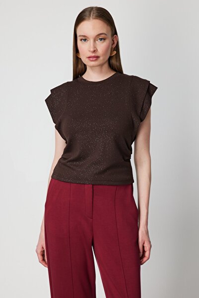 ON Yanları Büzgülü Simli Bluz