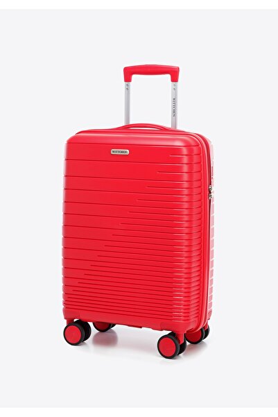 Wittchen Men's Polypropylene Cabin Suitcase with Shiny Stripes Red Red Polypropylene