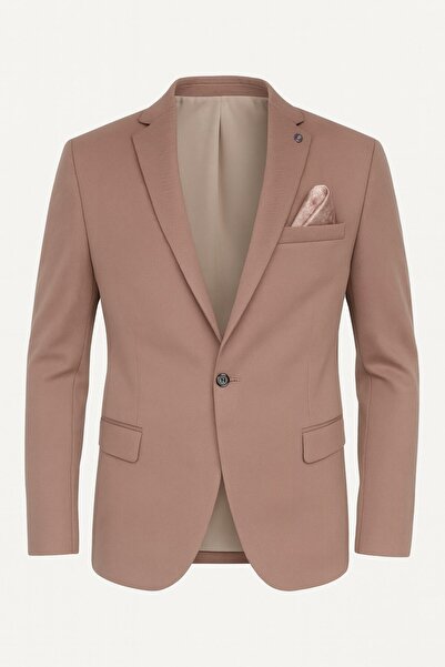 Plus Scorpion Mink Men's Blazer Jacket – Flexible Comfort Fabric, Italian Cut, Single Button S Slim Fit Stylish Model