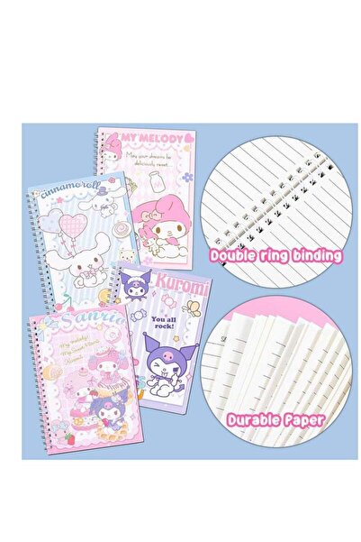 Generic دفاتر يوميات حلزونية جميلة - غلاف مقوى بخطوط عريضة مقاس A5، عبوة من 4 قطع