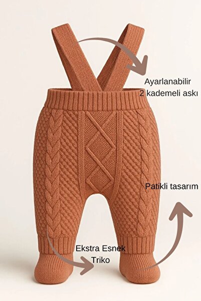 Minytrendy Baby Girl Boy Knitwear Adjustable Strap Newborn Winter Booties Jumpsuit Pants Baby Leggings