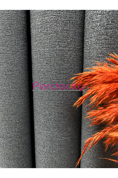 PERDECITY Κουρτίνα με φόντο σε σκούρο γκρι λινό στυλ Βοηθικής Επικράτειας (μονόφυλλο) που δεν χρειάζεται σιδερώματος, βαρύ βάρος