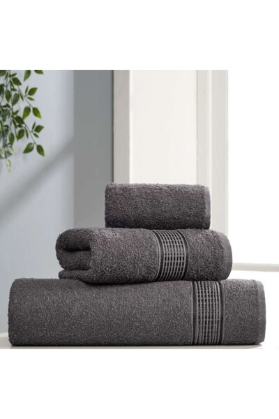 Eponj Home Set of 3 100% cotton towels, Eponj Home, Ezgi anthracite gray