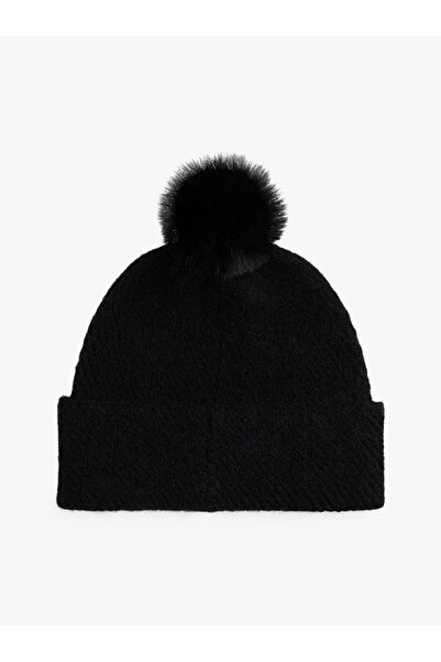 Tommy Hilfiger Th Women's Black Beret with Pompom Aw0Aw18178Bds