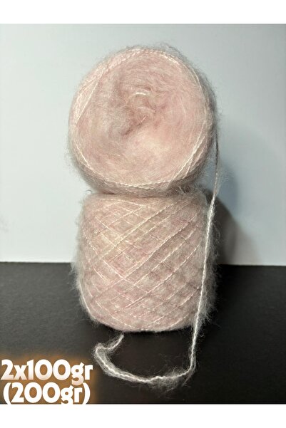 Ana&Kuzusu İplik Toz pembe (BOL TÜYLÜ) orta kalınlık moher örgü ip 200gr