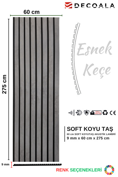 DECOALA MDF Ahşap Loft Akustik Duvar Paneli 60x275 cm