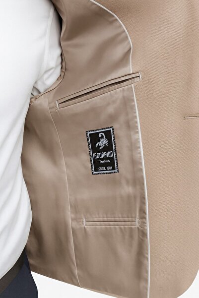 Plus Scorpion Mink Men's Blazer Jacket – Flexible Comfort Fabric, Italian Cut, Single Button S Slim Fit Stylish Model