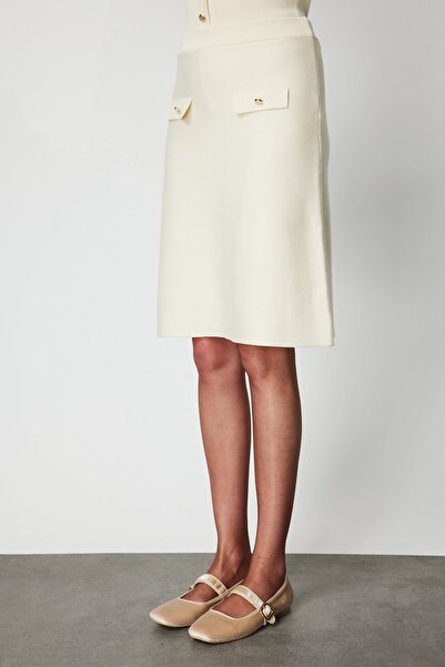 ON Ornamental Pocket Detailed Above-Knee Knitwear Skirt-69508
