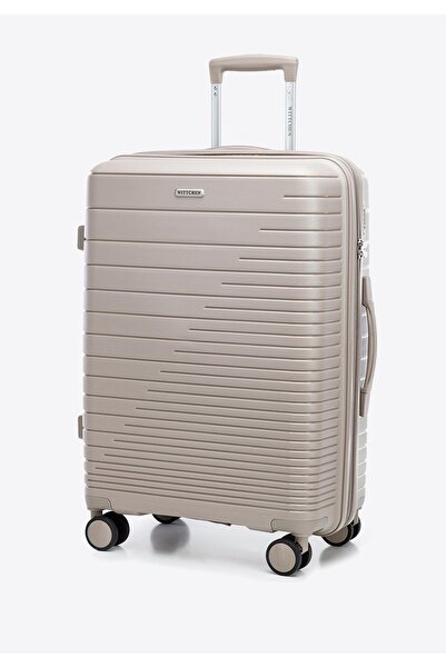 Wittchen Men's Medium Suitcase made of polypropylene with shiny stripes, beige, polypropylene