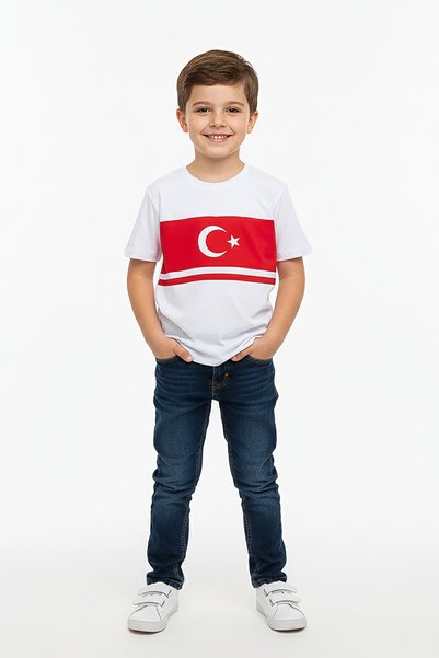 kinderos Türk Bayraklı Basic Çocuk Tişört - 26Y 1453