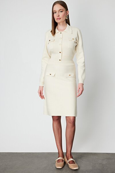 ON Ornamental Pocket Detailed Above-Knee Knitwear Skirt-69508