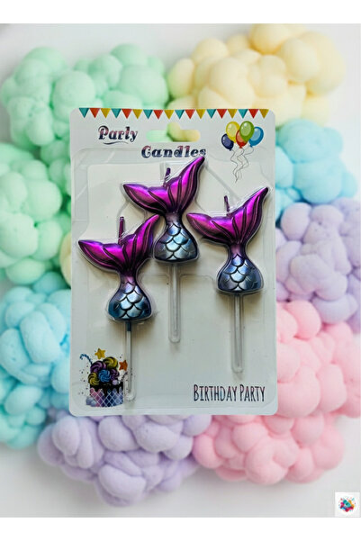 Joyane شمعة متدرجة اللون بتصميم ذيل حورية البحر، 3 قطع