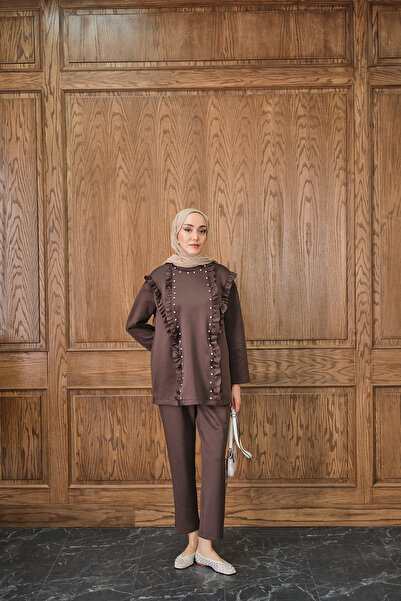 LOCCO Women's Stone Accessory Set Brown