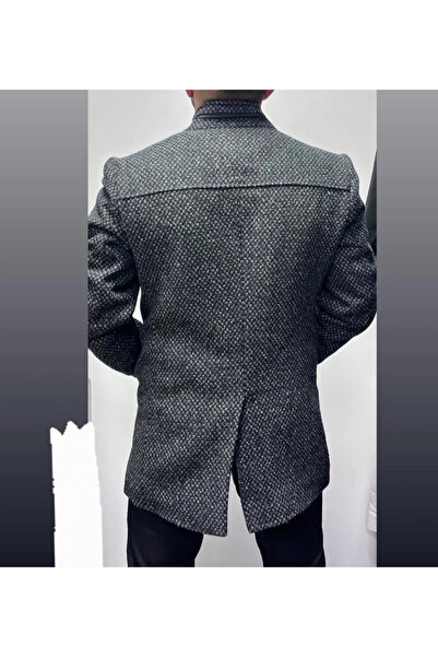 DYNAMO Men's Batral Size Black Color Woolen Judge Collar Cashmere Coat 9005