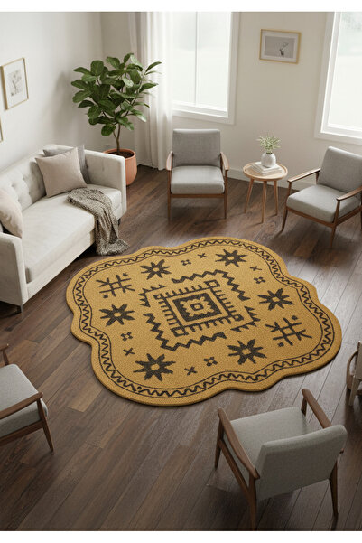 Markaev Hardal Kahve Motifli Özel Kesim Dokuma Taban Halı 448 YNG