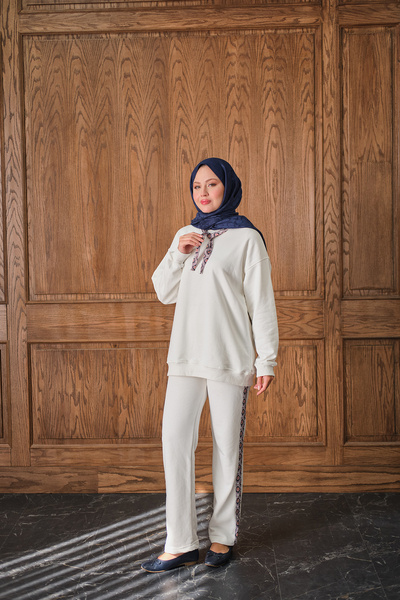 LOCCO Women's Scarf Double Set White