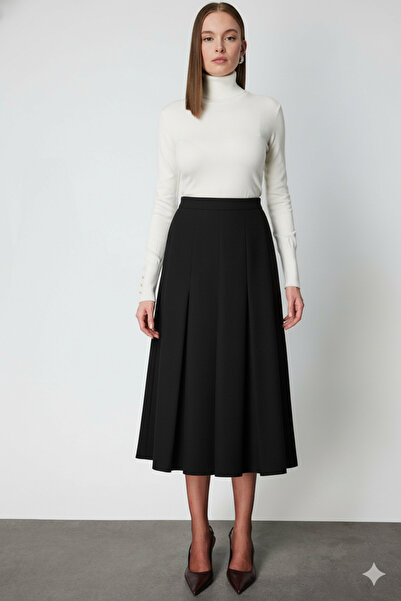 KATREGİYİM On Fashion Pleated Midi Knit Skirt
