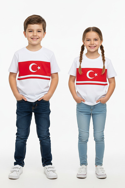 kinderos Türk Bayraklı Basic Çocuk Tişört - 26Y 1453