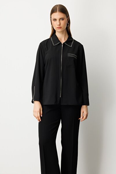 Ekol Μπλούζα με φερμουάρ και κεντημένη πέτρα