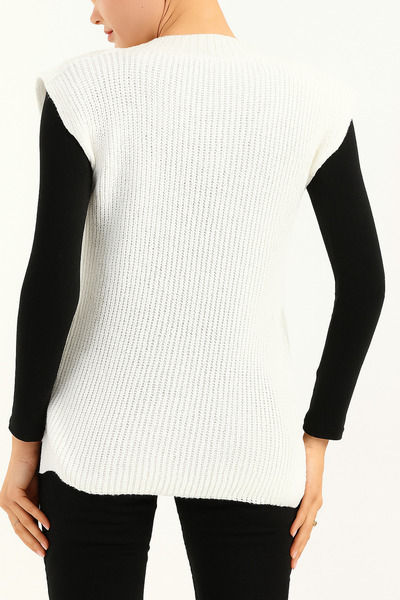 ribana Pulover de tricotat cu model pătrat, cu decolteu în V, oversize, pentru femei - 6542