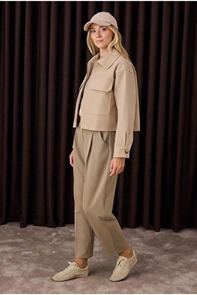 HEQA Carrot Cut Pants Ashy Beige