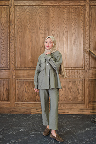 LOCCO Women's Hidden Zipper Detailed Suit Pistachio Green