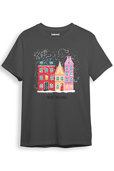 beloved.co Christmas Houses Merry Christmas New Year Winter and Snow Themed 100% Cotton Regular Fit Unisex T-Shirt
