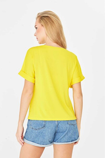 Moda Işık T-Shirt with Double Sleeves and Gathered Front