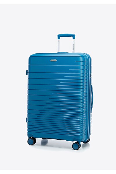 Wittchen Valiză mare pentru bărbați din polipropilenă cu dungi albastre strălucitoare, polipropilenă albastră