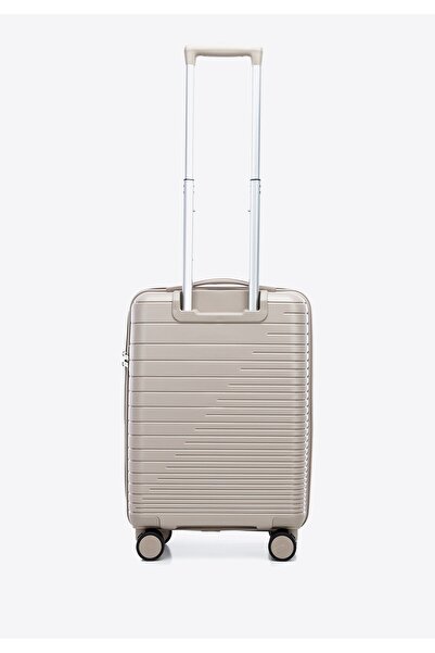 Wittchen Men's Cabin Suitcase made of polypropylene with shiny stripes, beige, beige polypropylene