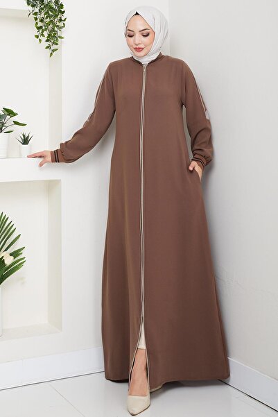 hafsamina Piped Detail Ferace Brown Hm2045