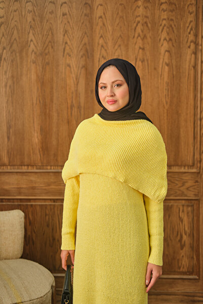 LOCCO Women's Cape Collar Dress Yellow