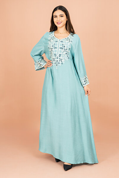 IKKXA جلابية بأنماط تطريز كلاسيكية بقص مستقيم