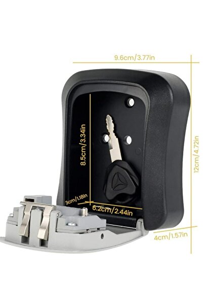 UNİBOX Manual Key Safe, Mechanical Combination, Security Box, Burglar-Proof, Compact, Black Gray,