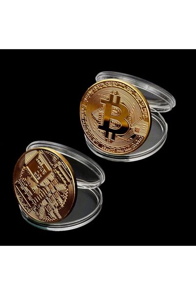 Generic قطعتان من عملة بيتكوين قابلة للتحصيل، هدية فنية، عملات معدنية، ديكور منزلي