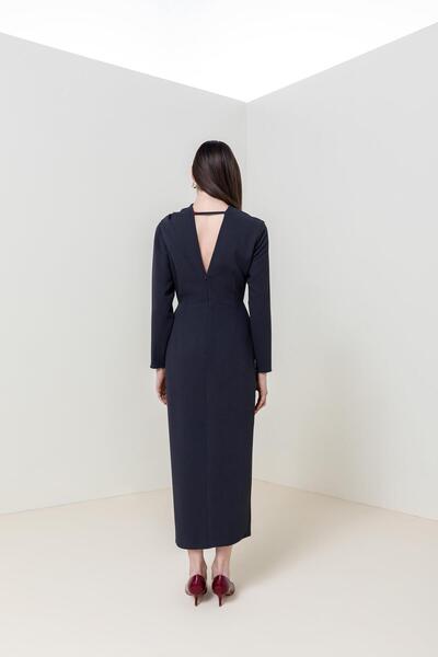 KAMEYA ASİMETRİK DETAYLI UZUN ELBİSE 26W40880