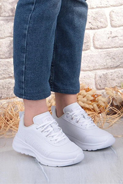 M.P. Kadın Kışlık Su Geçirmez Kaydırmaz Eva Taban Hafif Rahat Ortopedik Deri Beyaz Tarz Spor Ayakkabı