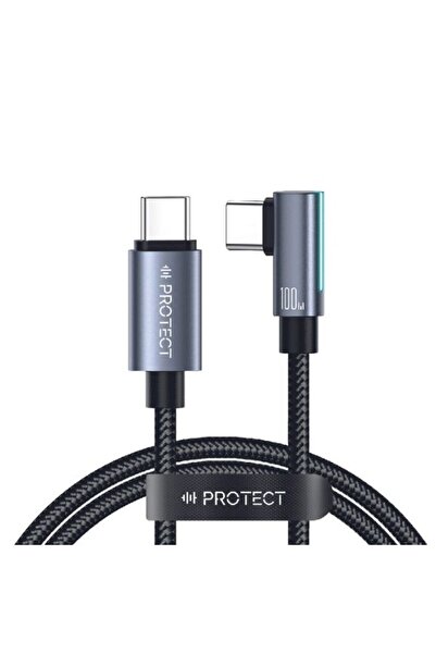 PROTECT كابل بيانات شحن سريع بزاوية قائمة من النوع C إلى النوع C بقوة 100 وات...